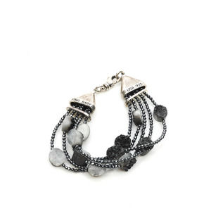 King Baby Studio 8X10MM Druzy Quartz Beaded Bracelet Fine Silver .925